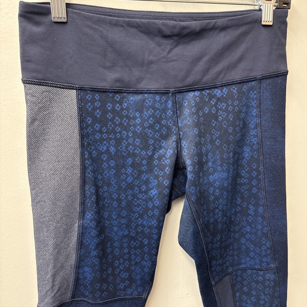 Lululemon Wunder Under Sz 8 Blue Sashiko Kanoko Twist Inkwell Patchwork Leggings - Picture 3 of 8